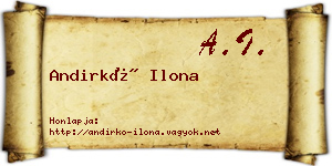 Andirkó Ilona névjegykártya